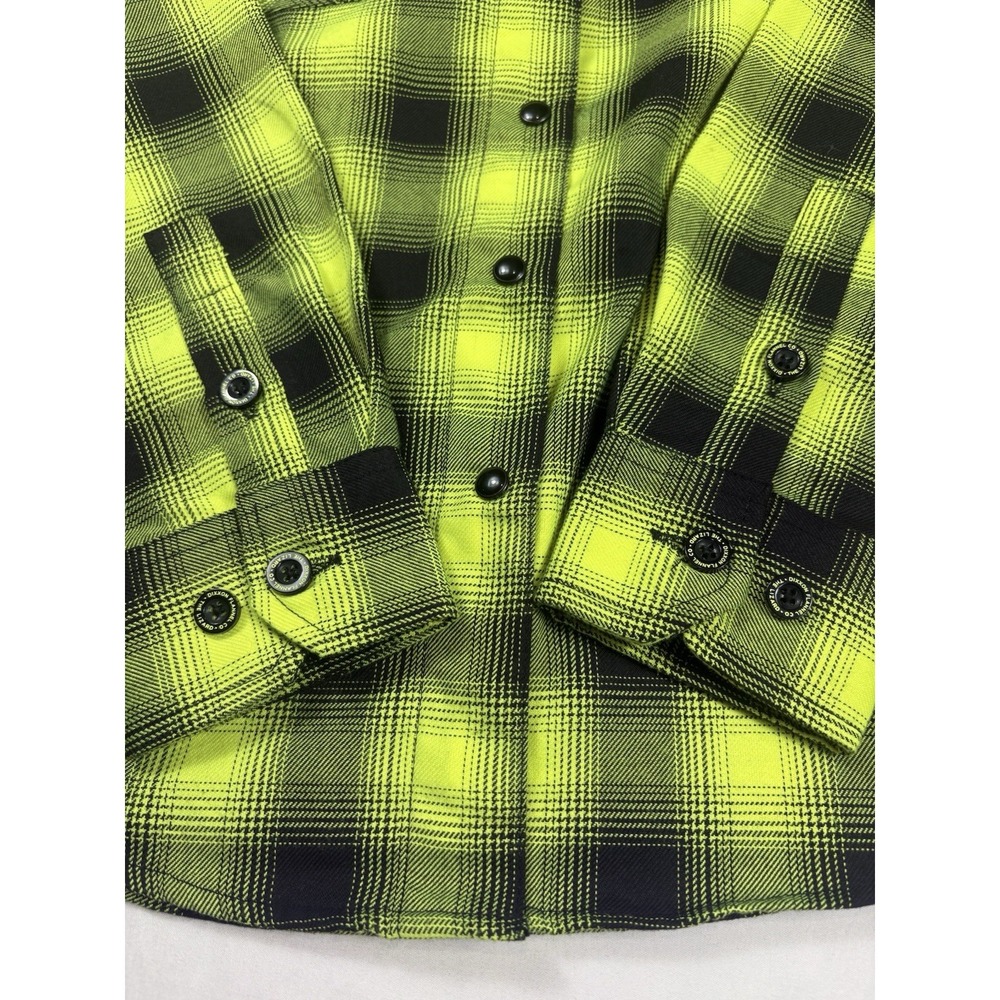 Dixxon Long Sleeve Flannel Button- Up The Lizard Womens Medium Green Black Plaid - Picture 5 of 16